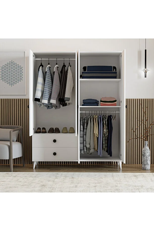 PureOpal Gardırop – 4 Kapak + 2 Çekmece